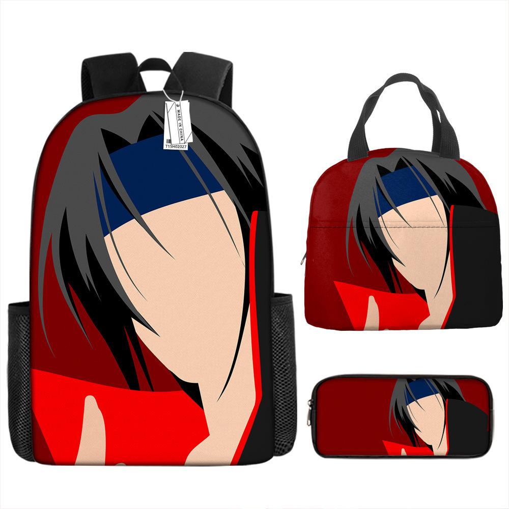 Рюкзак Наруто Рюкзак для начальной школы для мальчиков Рюкзак большой вместимости Сумка для ланча Пенал Набор из трех предметов