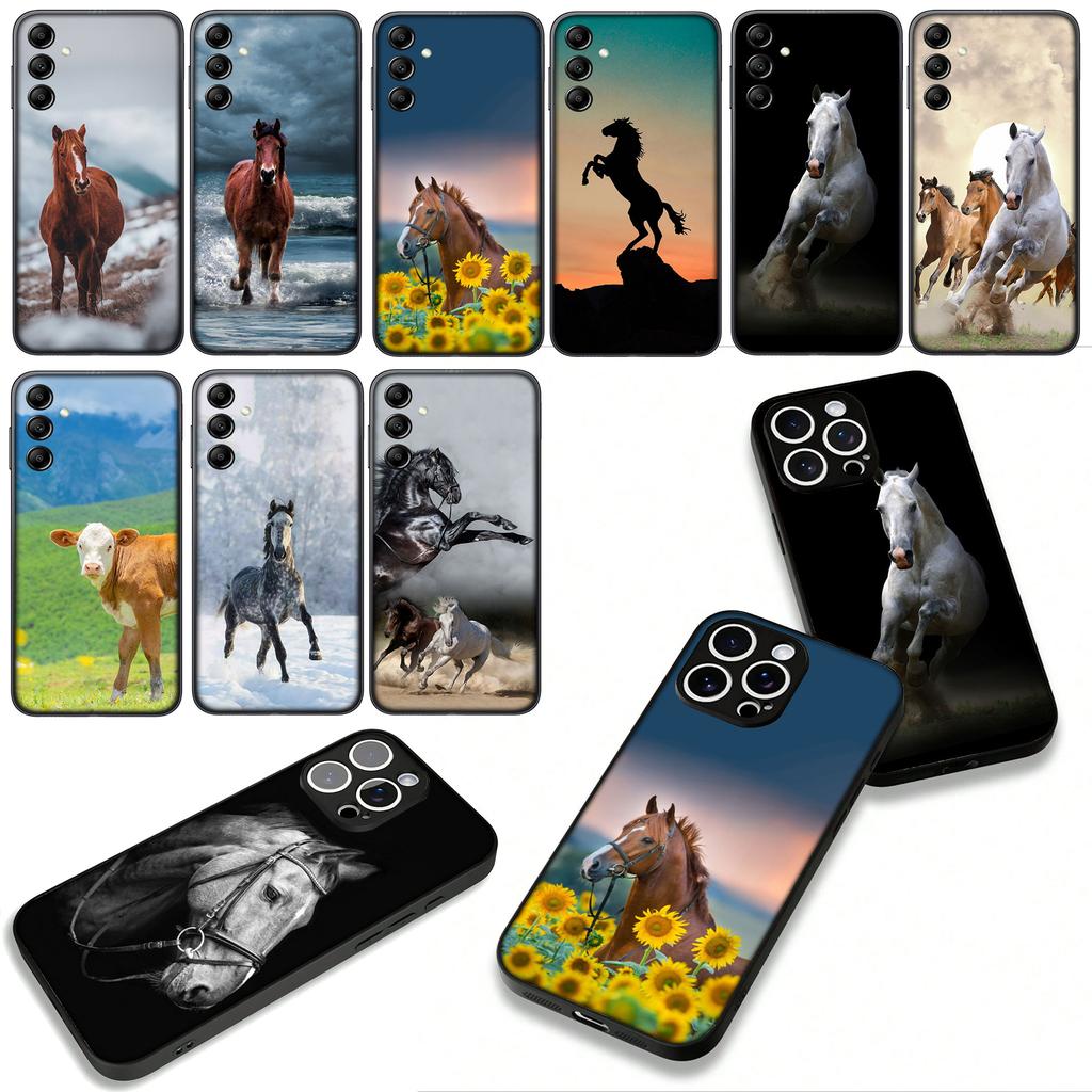for Motorola Moto G54 G05 G24 G45 G55 G75 G85 G15 G57 G86 Power Edge 50 30 Ultra Fusion neo Pro Case Running Wild Horse Pets