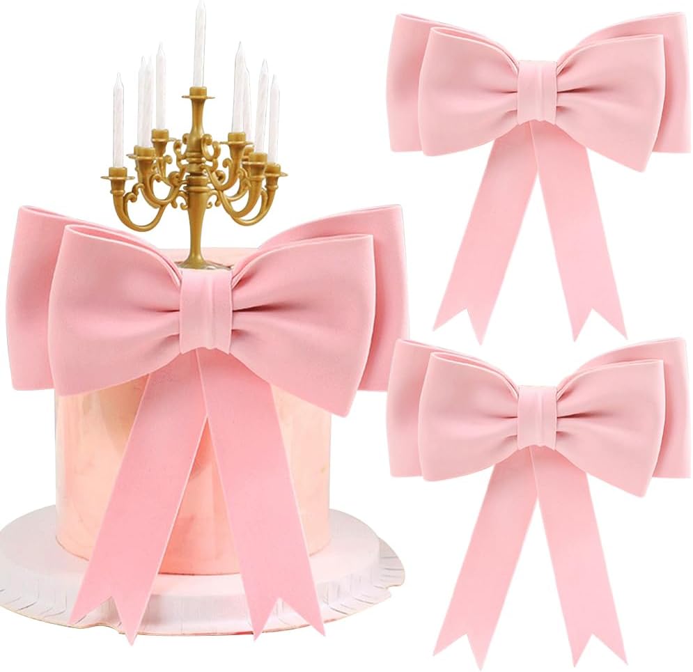 Oversized Pink Bow Cake Toppers for Girls EVA Foam Bowknot Princess Cake Decorations Wedding Cake Topper for Baby Shower