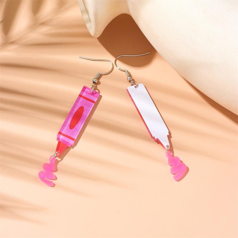Acrylic New Crayon Earrings Cute, Funny, Personalized, Fashionable Printed Earrings