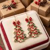 Fun Christmas Theme Earrings 2D Acrylic Earrings, Colorful Tree Dangle with Bow Decorative Holiday Decor, Lightweight Drop Jewelry, Decorations