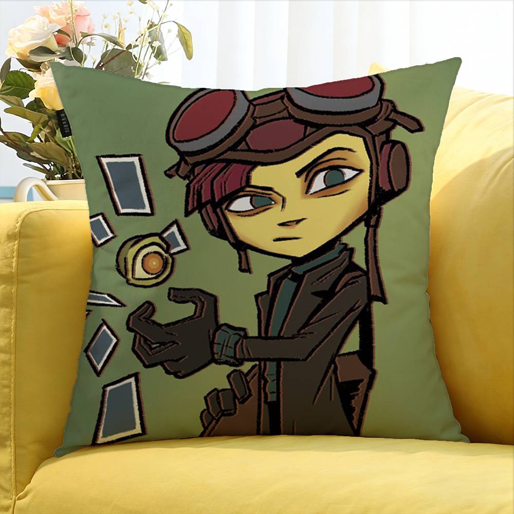 Retro Style Game Psychonauts Various Sizes Square Pillow Case For Car Home Bedchamber Decor