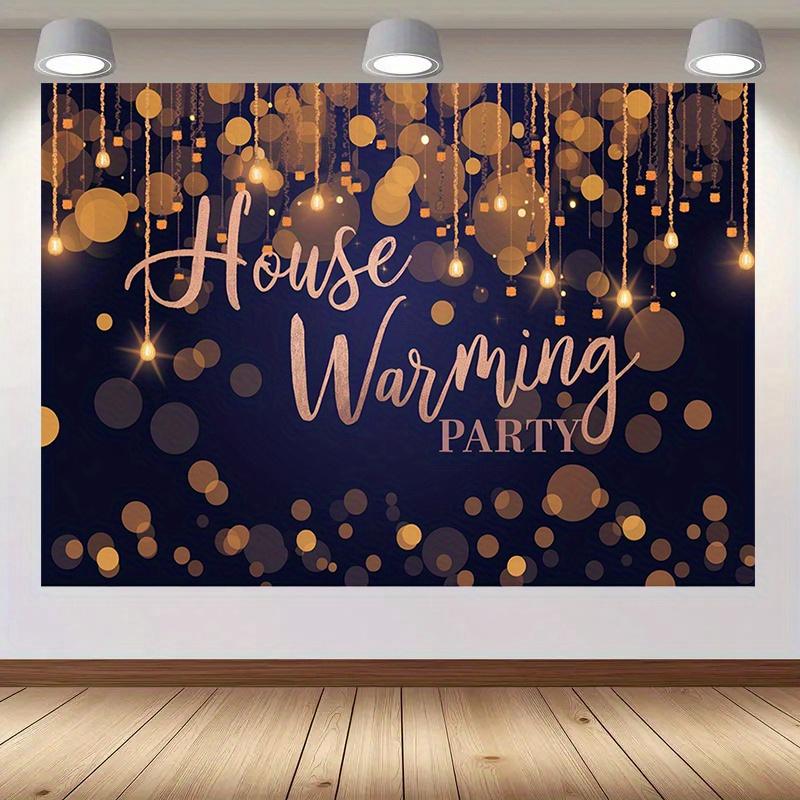 1 black and gold housewarming party background - polyester banner, golden bokeh design and festival, home decoration