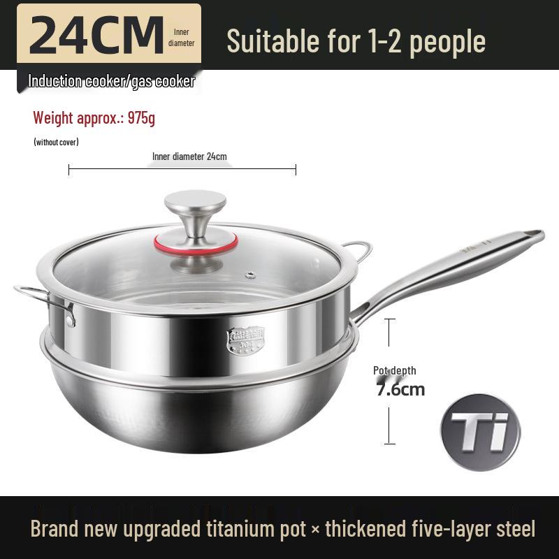 Немецкий вок из чистого титана с чеканкой в виде рыбьей чешуи - Сковорода для жарки без покрытия с антипригарным покрытием для индукционных плит.