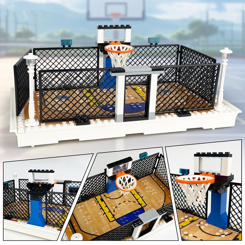 НОВЫЙ Сцена Баскетбольная площадка Кольцо Кампус Клетка Поле для спортивных мероприятий Улица Сообщество Трибуны Здание Блоки Модельные наборы Кирпичики