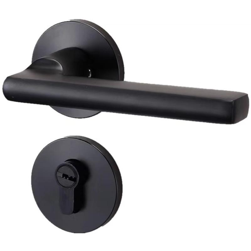 Split Silent Door Lock Door Hardware Black Space Aluminum Door Handle Interior / Bedroom Door Lock