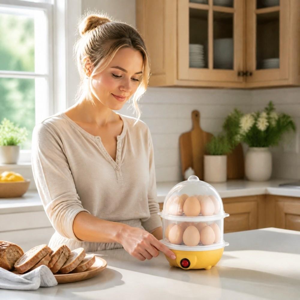 Plastic Electric Egg Steamer Double Layer Egg Boiler Appliance Breakfast Machine Breakfast Making