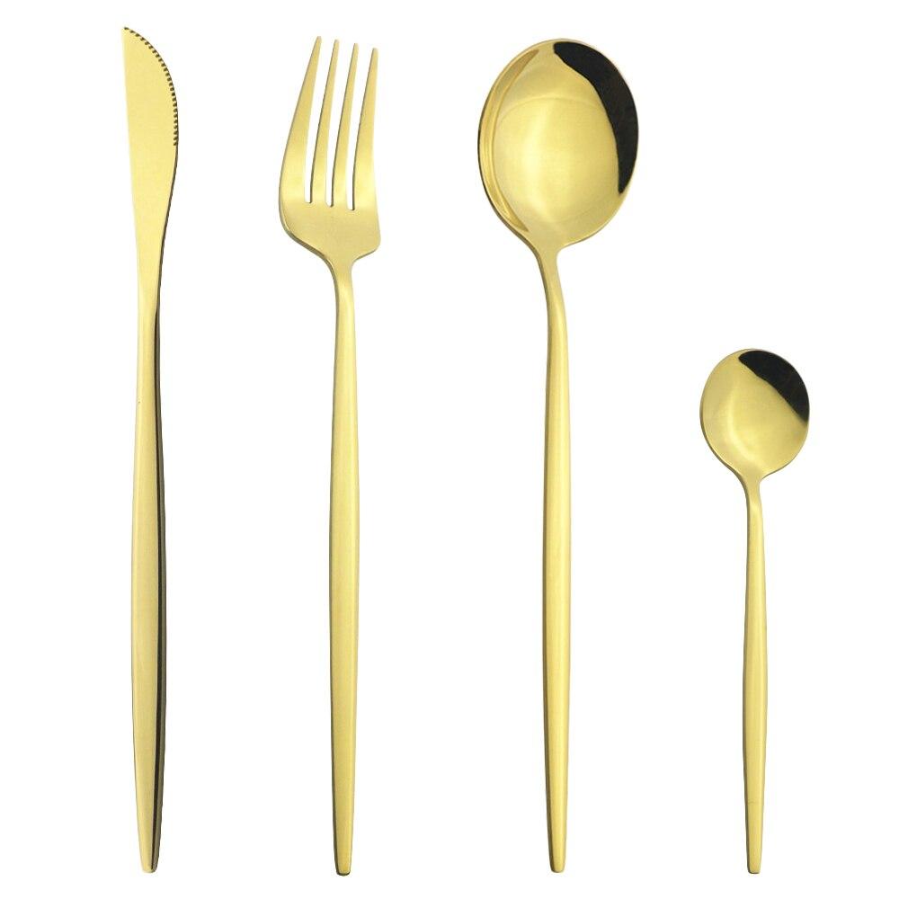 4Pcs Western Colorful Dinnerware Set Stainless Steel Cutlery Dinner Set Knife Fork Coffee Spoon Silverware Kitchen Tableware Set