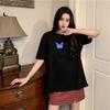 New Summer Internet Celebrity Couple Outfit Reflective Butterfly Short-sleeved T-shirt for Women Short Student Top