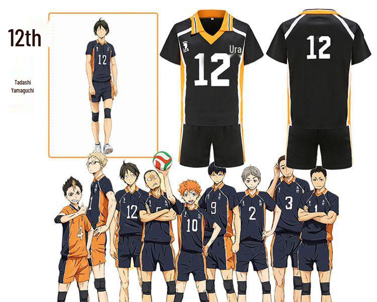Косплей-комплект формы старшей школы Карасуно из Haikyuu, черный с оранжевым