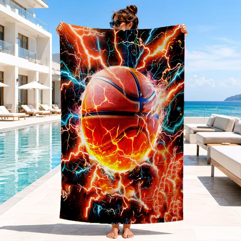 Flaming Football Artwork Beach Towel, Microfiber Beach Towel, Perfect For Pool, Beach, Travel, Home Decor Beach Party Fan gifts