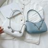Retro Shoulder Bag for Women Fashion PU Underarm Bag Simple Solid Color Armpit Bag Butterfly Chain Top-handle Handbag