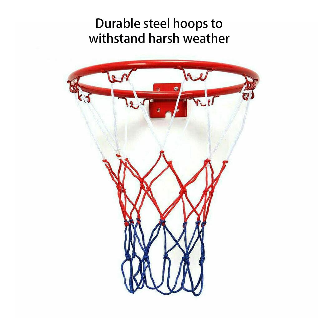 Steel Boys Girls Basketball Hoop Portable Weatherproof Rim Indoor Outdoor Kindergarten Wall-mounted Net with 8 Mounting Screws