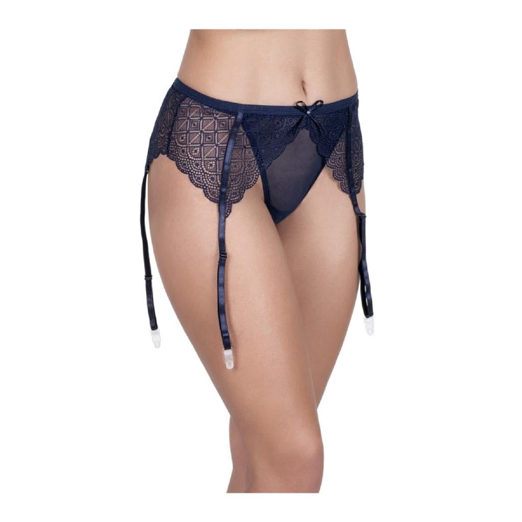 Женский кремовый кружевной цельный пояс с подвязками