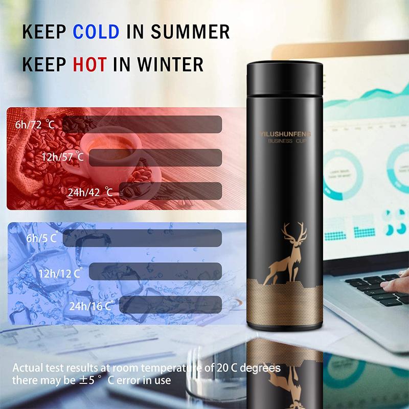Симпатичный интеллектуальный дисплей температуры, термос из нержавеющей стали, изоляционная чашка, кофейная чашка, вакуумная бутылка, умная бутылка для воды