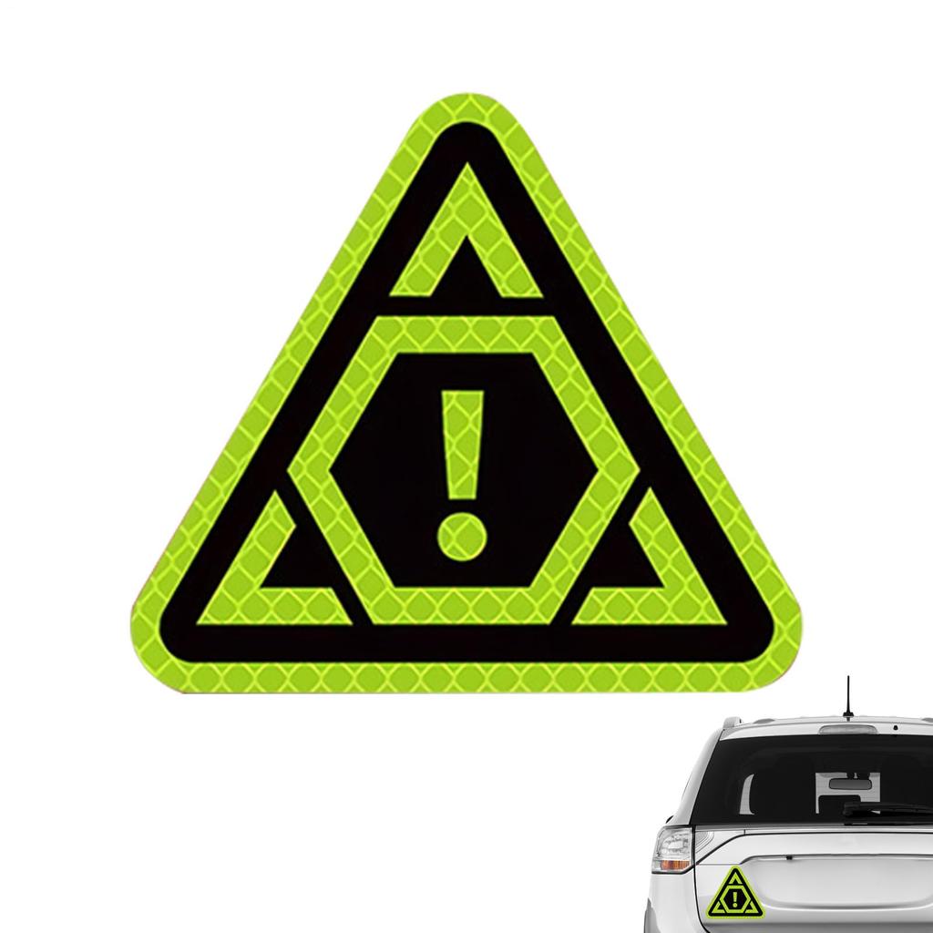 Reflective Sticker, Triangular Warning Reflective Sticker, PVC, Yellow/Green, 240° Wide Angle Reflection, 4.2 x