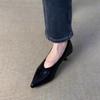 Модные новые женские туфли-лодочки 2024 года, туфли-лодочки с острым носком, туфли на каблуке-рюмочке, офисная рабочая обувь для женщин, черная, весна-осень