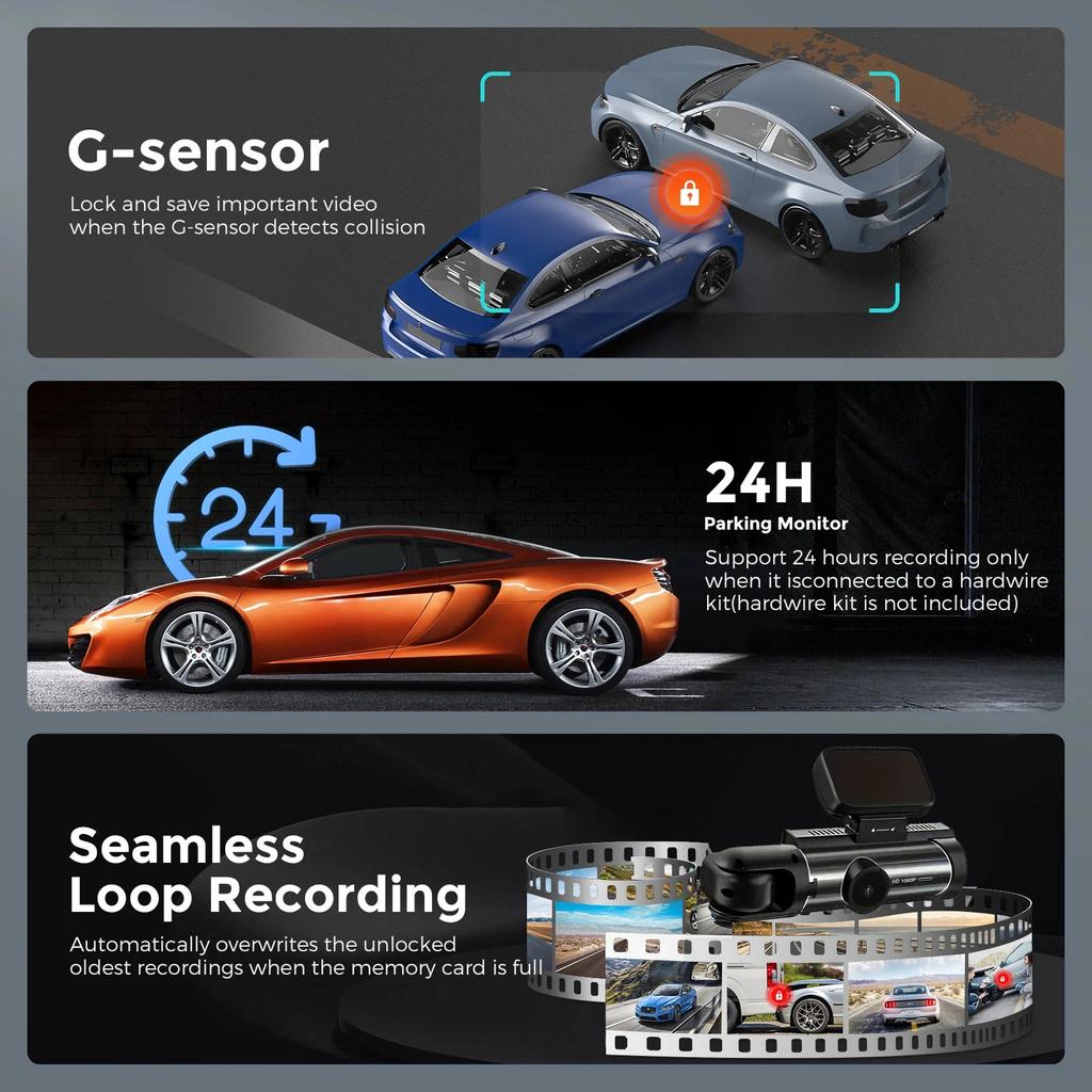 1080P Автомобильный видеорегистратор WIFI Видеорегистратор для автомобилей Двойная камера для автомобильного регистратора Видеокамера заднего вида Автоматическое ночное видение Черный ящик Автомобильные аксессуары