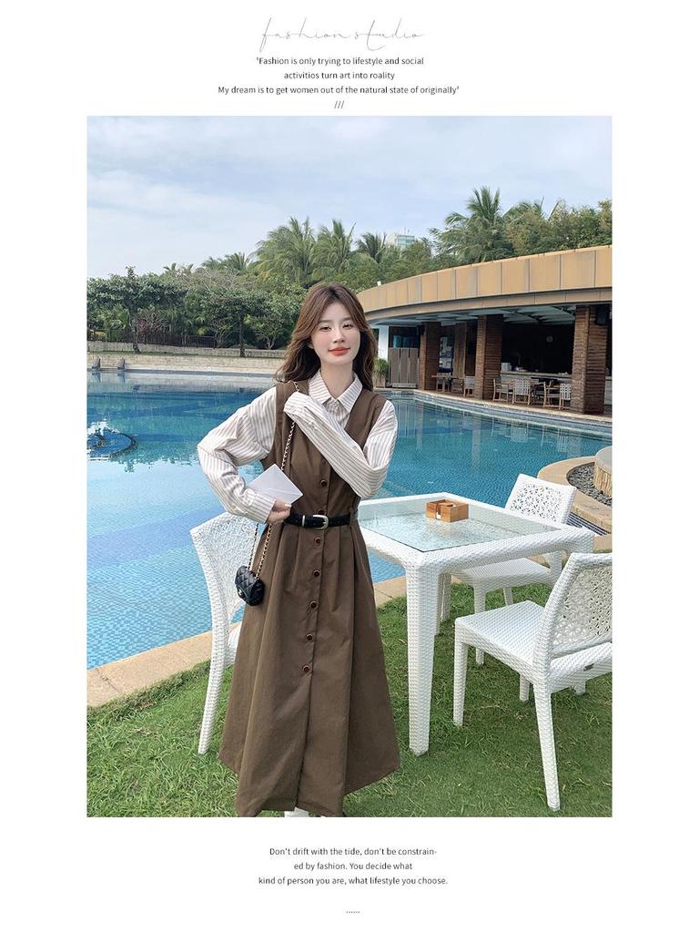 Комплект из французского ретро-жилетки и юбки Slim Fit 2025