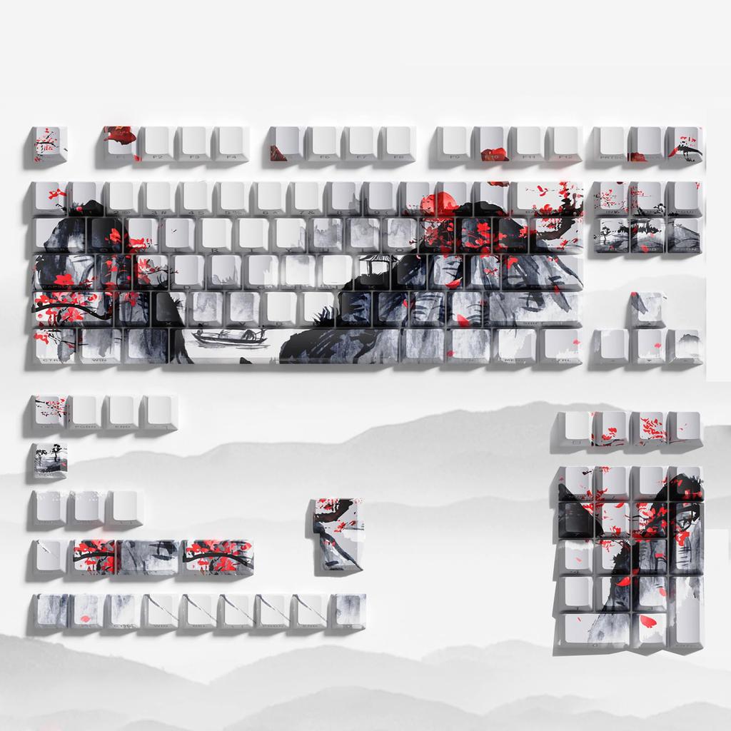 129 Keys Corona Theme 5 Sides Dye Sub PBT Keycap Side Print Shine Through Keycaps Cherry Profile for Gaming Keyboard MX Switches