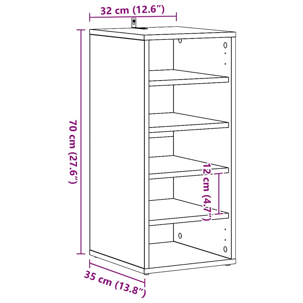 Shoe Cabinet Concrete Grey 31.5 x 35 x 70 cm Engineered Wood