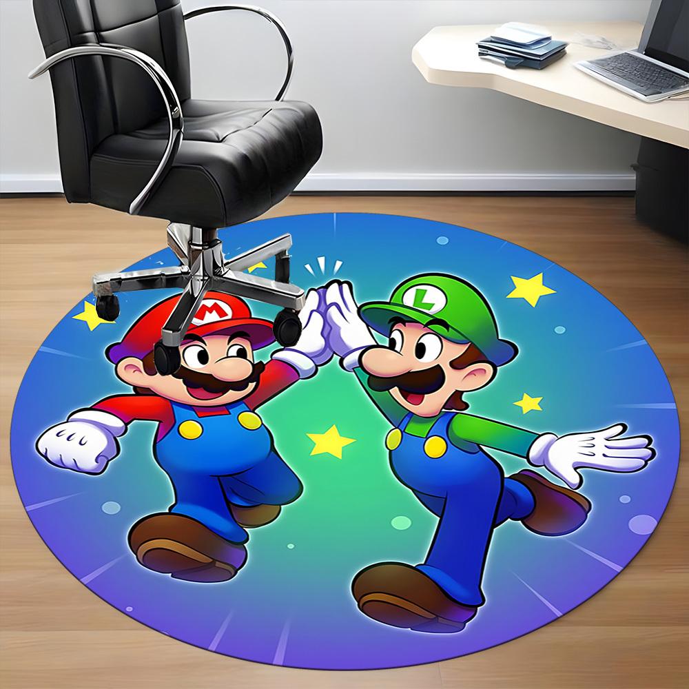 1pc Mario Luigi Office Round Area Rug, Under Office Chairs Bedroom Living Room Home Decor a1022273