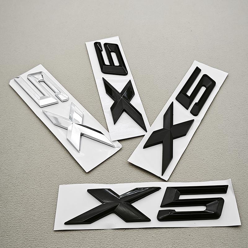3D ABS Black Chrome Car Letters Rear Trunk Badge X5 X6 Logo Emblem Decals For BMW X5 X6 F15 G05 F16 G06 Sticker Auto Accessories NM9