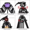 PULUZ Professional Heavy Duty Video Camcorder Aluminum Alloy Tripod with Fluid Drag Head for DSLR / SLR Camera, Adjustable Height: 80-160cm(Black)