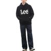 Letter Print Hooded Long Sleeve Pullover Sweatshirt Men sweatshirt Black LE2204HD02BK
