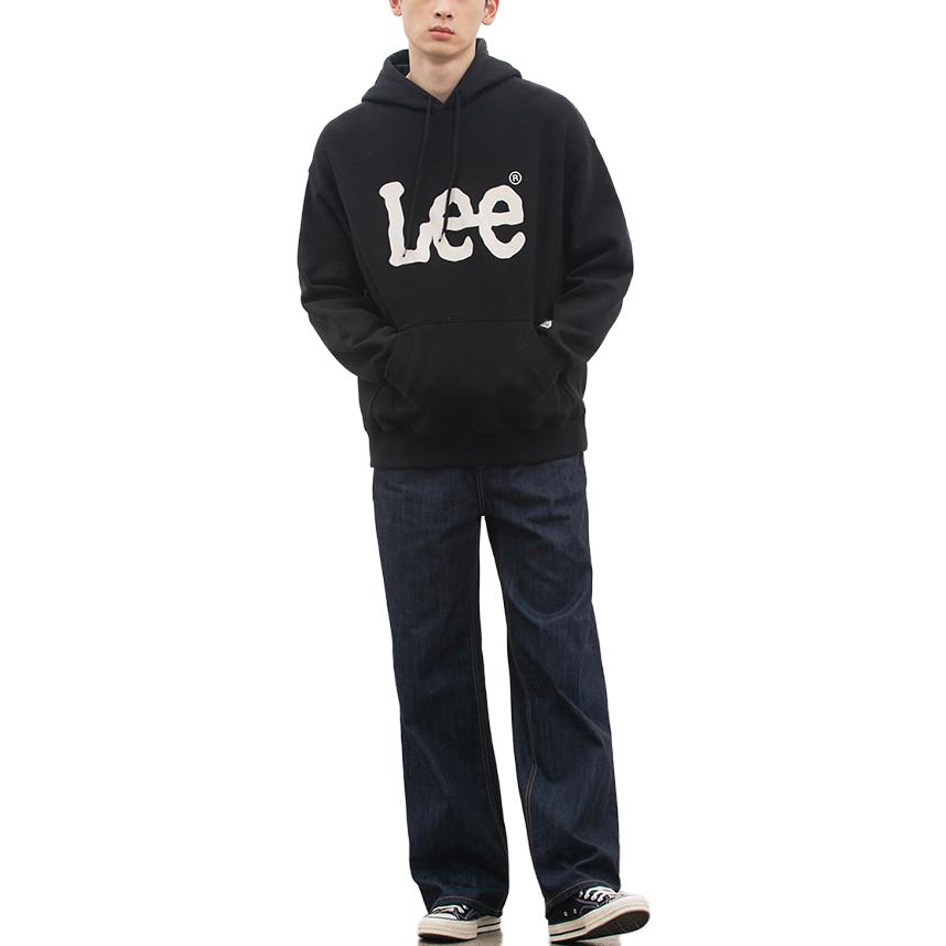 Letter Print Hooded Long Sleeve Pullover Sweatshirt Men sweatshirt Black LE2204HD02BK