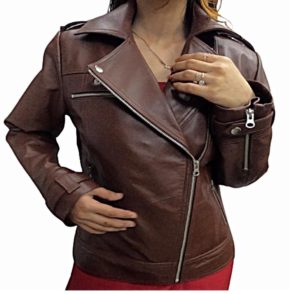 Women's Dark Brown Solid Casual Motorcycle Biker Jacket, Sheepskin Leather Moto Jacket, Brando Solid Patent Jacket , Christmas Gift For Her
