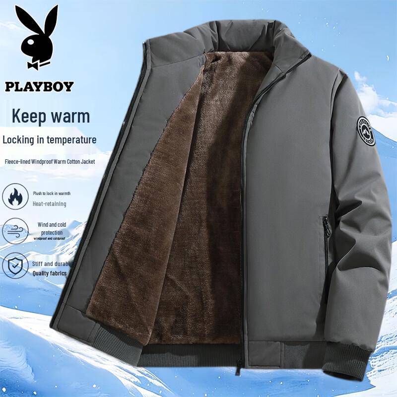 PLAYBOY Men's Oversized Padded Stand-Collar Winter Jacket
