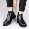 Модные мужские высокие кожаные ботинки Модные и универсальные ботинки в британском стиле для отдыха на мотоцикле, для бизнеса, повседневного офиса