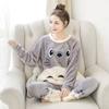 New 2024 Autumn Winter Warm Flannel Women Pijama Sets Thick Coral Velvet Long Sleeve Cute Sleepwear Set Thin Flannel Pajamas Set