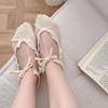 Женские весенне-летние носки-следки балетного стиля с кружевом и бантом