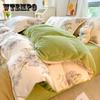 Ins Thickened Milk Velvet Four Piece Set Warm Coral Velvet Bedspread Quilt Cover Flannel Bedding
