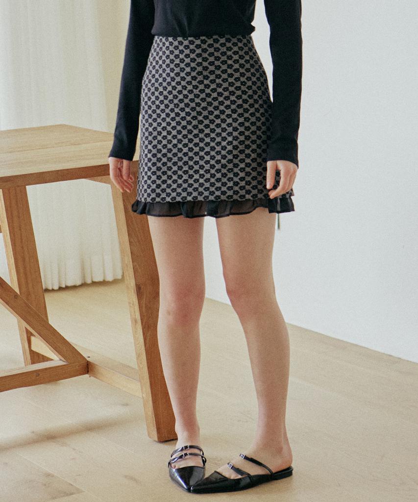 Yeoppe Jacquard Flower Skirt_Black