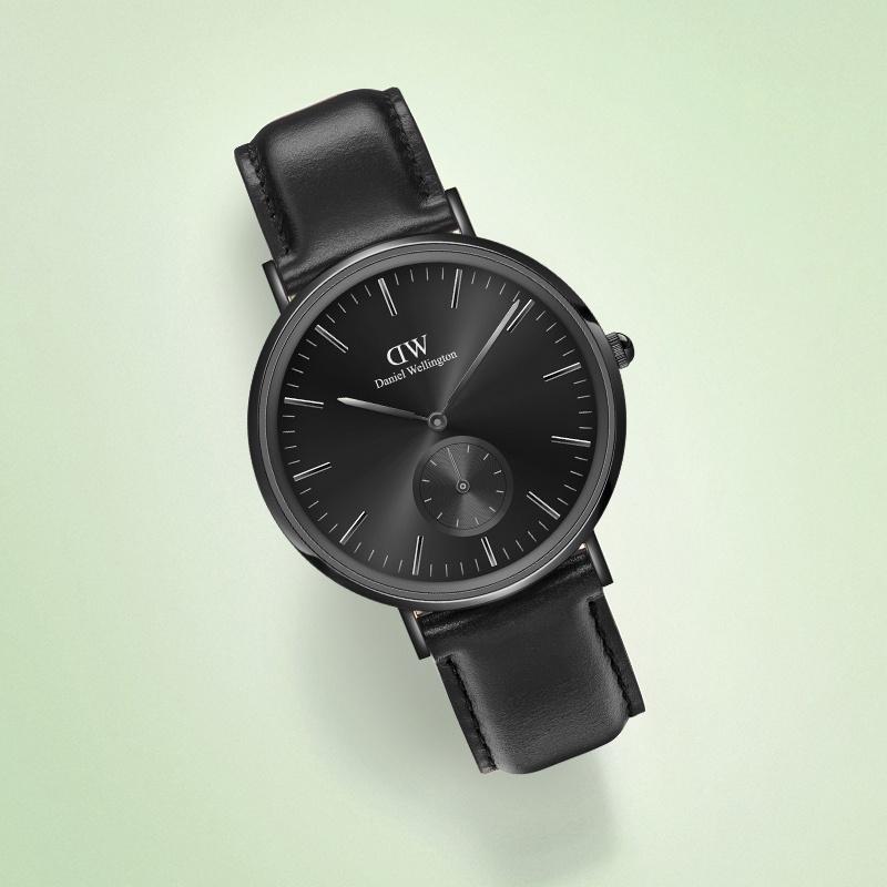 DANIEL WELLINGTON Часы кварцевый механизм кожаный ремешок 40 мм черный циферблат мужские часы простой ретро DW00100737