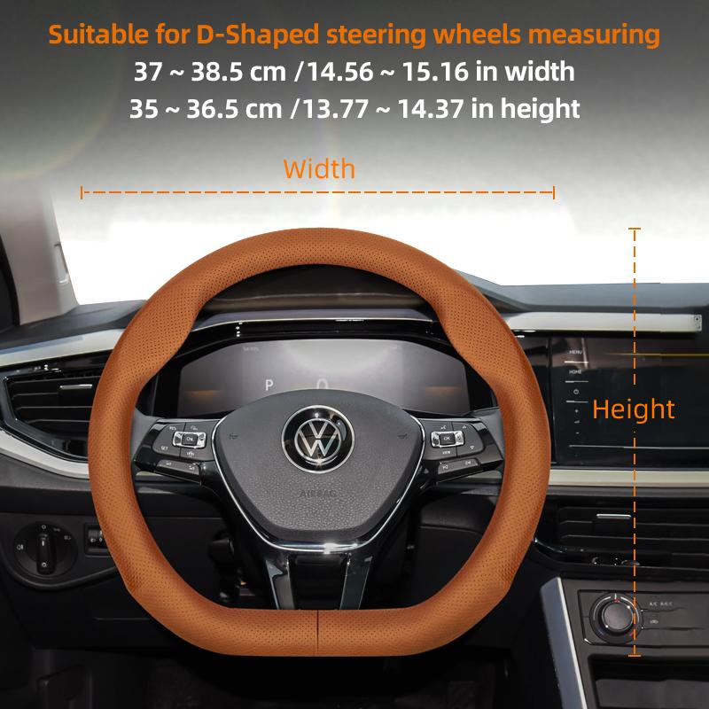 Suitable for Volkswagen Ultra-Thin Breathable Leather Steering Wheel Cover Suitable for Polo Golf 5 6 7 up Gol Volante Scirocco Passat B6 B8 Sedan