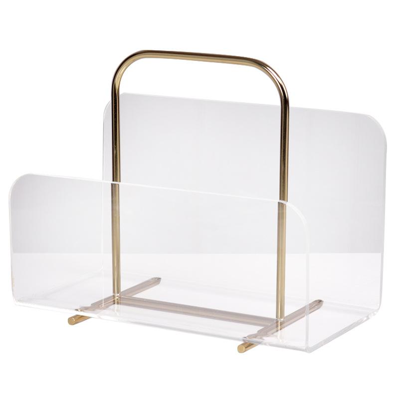 Акриловая полка для журналов, газетная стойка из нержавеющей стали, стеллаж для хранения книг, офисная модель, светильник для комнаты, роскошные декоративные украшения