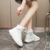 Round Toe Chunky Shoes for Women Lace-up Platform with Laces White Womens Snow Boots High Boot Female Trend 2024 Hot Pu Work Y2k