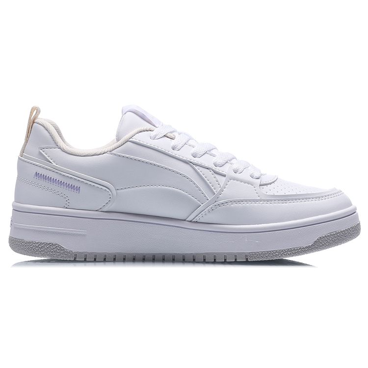 Li Ning Sports Lifestyle Series Durable Breathable Low-Top Skate Shoes Women Sneakers White Purple AGCQ544-2