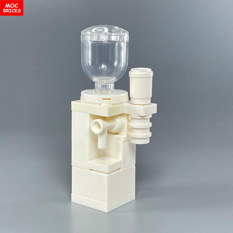 Конструктор MOC Кухонный шкаф Посуда Инструмент Кофеварка Машина Диспенсер для воды Рабочая поверхность Обучающий строительный блок Детская игрушка