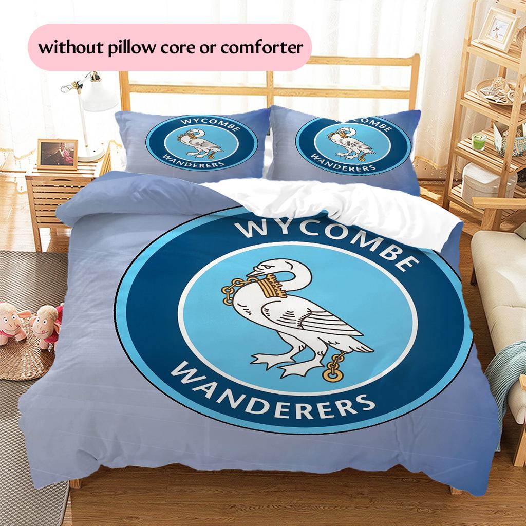 Wycombe Wanderers Комплект постельного белья с узором Одеяло Домашний декор Подарок (1 пододеяльник + 2 наволочки без наполнителя)