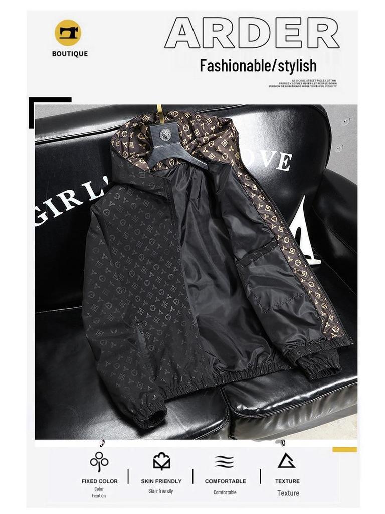 European Style Light Luxury Men's Trendy Casual Jacket - Spring/Autumn 2024, Long Sleeve Printed Top