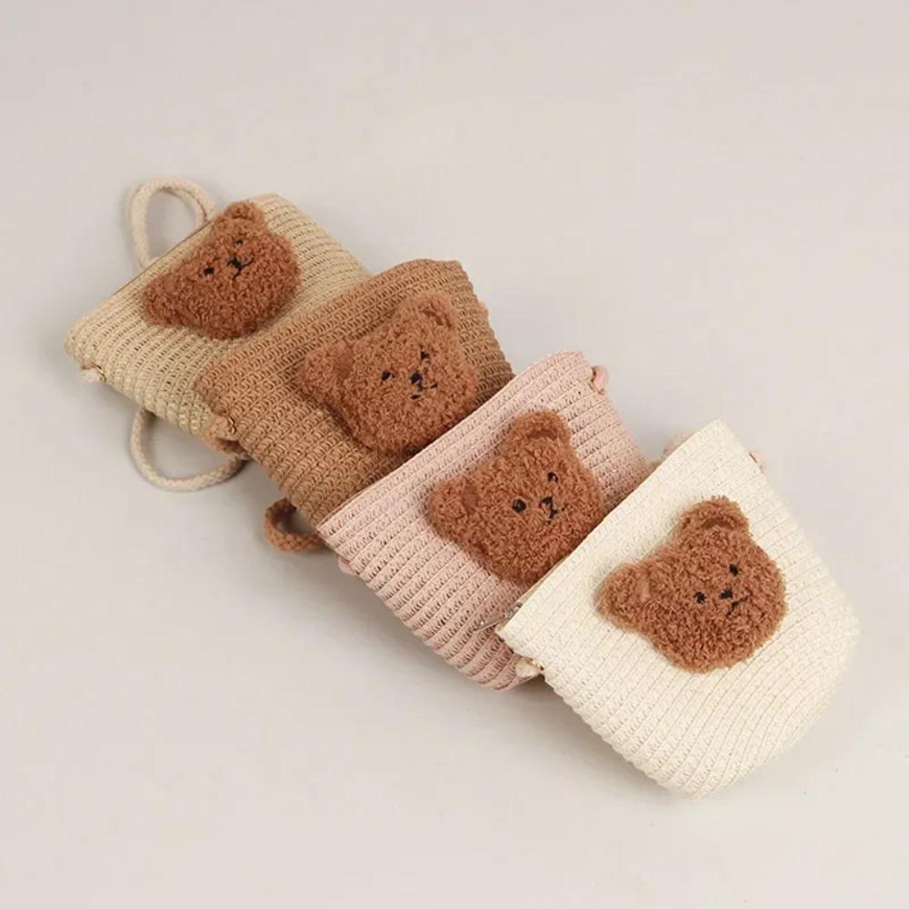 Handmade Shoulder Bag Straw Woven Wallet Cute Coin Purse Kids