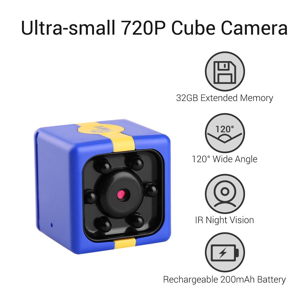 Mini Cube Camera 720P HD IR Night Vision 120 Degrees Wide Angle 32GB Extended Memory