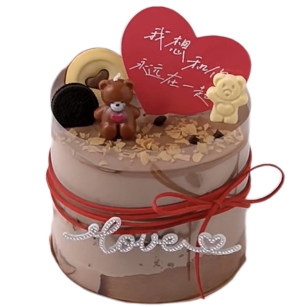 2025 Valentine's Day Heart Blush Bear Cake Topper Candlelight Love Decoration for Birthday Parties