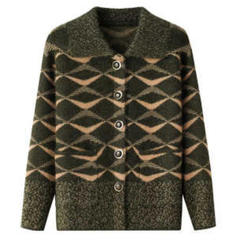 Mom's Autumn Outfit Cardigan Sweater Middle-aged Elderly Sweater Jacket Female Grandma Long-sleeved Top