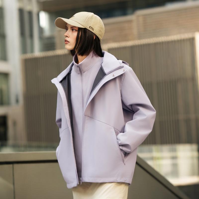 Li Ning Outdoor CF Shell Флисовая Водонепроницаемая Ветрозащитная Дышащая Прочная Теплая Куртка Три-в-Одном Куртка Унисекс Фиолетовая AWBV077-7